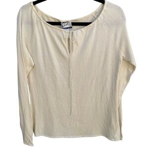 Randolph Duke Cream Luxury Angora Cashmere Blend Keyhole Tie Sweater Womens M